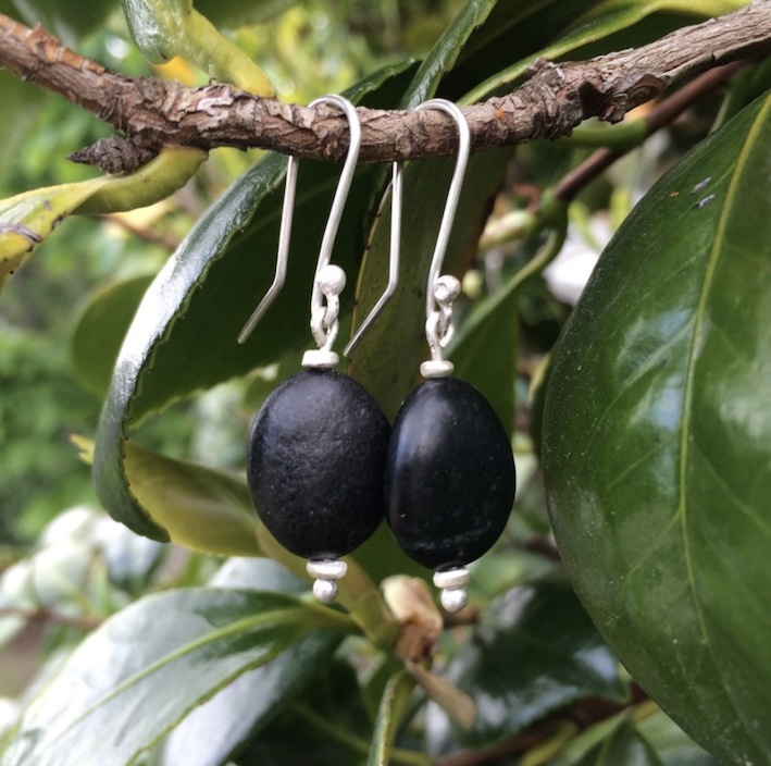 Anna Claire Jewellery |  small black earrings  with silver beads | McATamney Gallery and Design Store